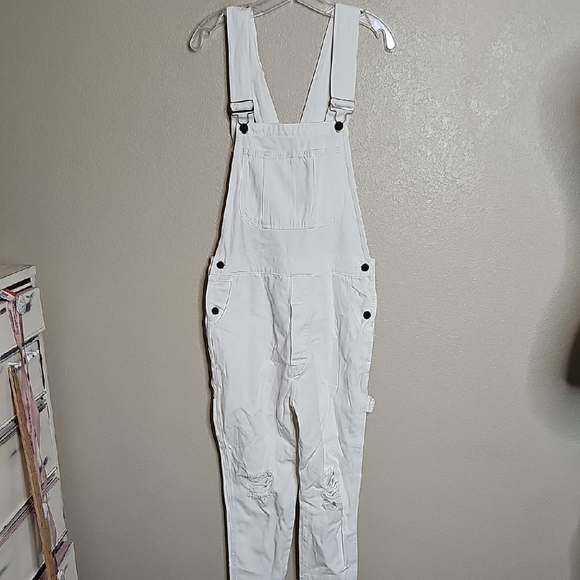 NWT Sandrine Rose Small Women's White Denim Overalls - Picture 2 of 10